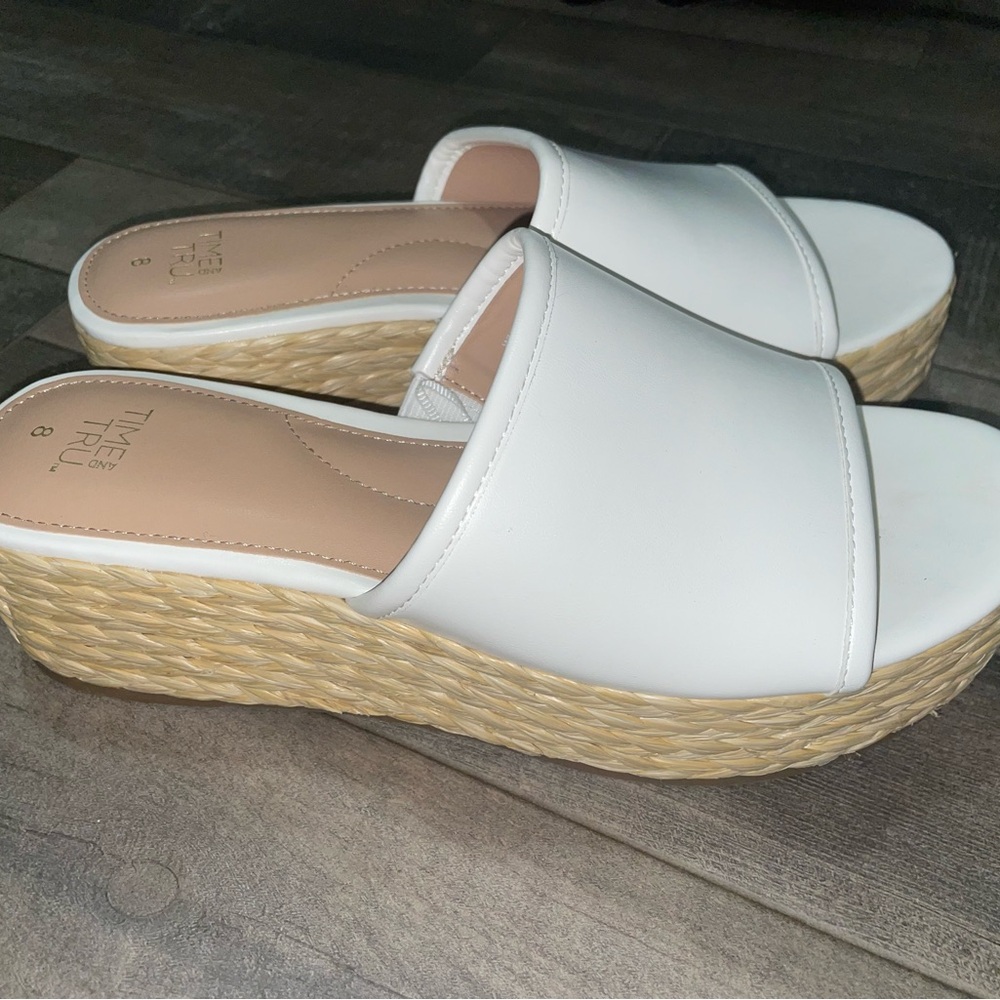 Time and Tru Women's Cream Wedge Sandals